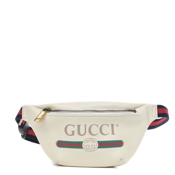 Gucci Handbags - Gucci Grained Calfskin Small Print Belt Bag / Cross Body White